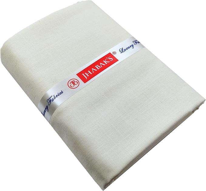 JHABAK'S Untitched Shirt and Trouser Fabric - Cotton Blend Material - 2.25m Shirt Cloth - 1.20m Pant Piece (Sea Salt Shirt & Navy Blue Trousers)