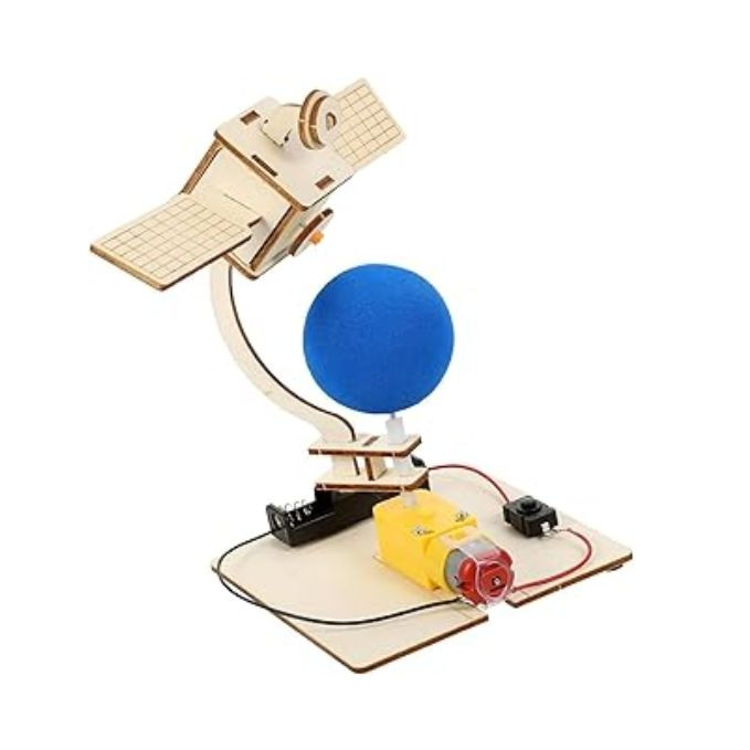 SYOSI DIY Satellite Toy, Satellite 1 Space Model DIY Educational Science Craft Stem Projects, for Kids Launch Center Toy Toys for Toddler Kids, Assemble Toy Artificial Wood 3D Brain Teaser, 1 Set