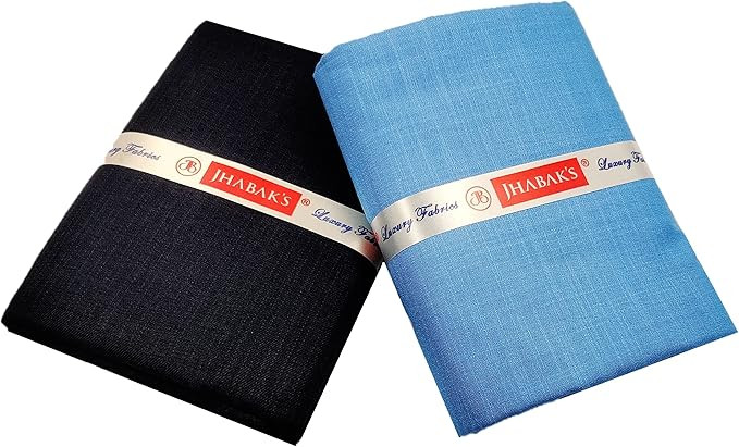 JHABAK'S Untitched Shirt and Trouser Fabric - Cotton Blend Material - 2.25m Shirt Cloth - 1.20m Pant Piece (Sea Blue)