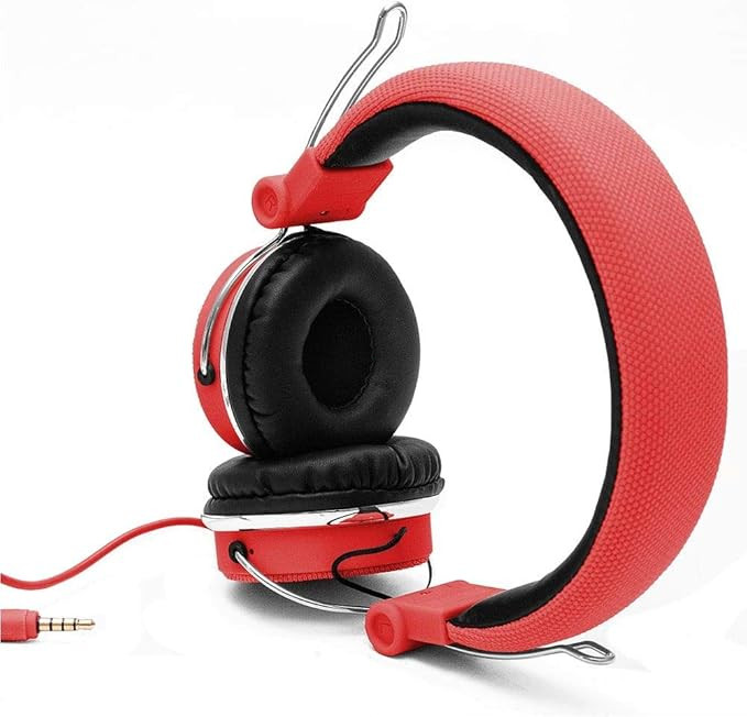 (HP06R) Headphone Stereo Golden Plug With 40mm Speaker Driver - 1.5M RED color