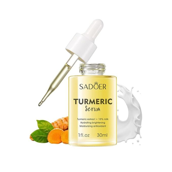 سيروم الكركم للوجه مع 15% حليب، سيروم الكركم لتصحيح البقع الداكنة للوجه، سيروم تفتيح البشرة ومضاد للتجاعيد، سيروم زيت الكركم المرطب لمضادات الأكسدة، يقلل من الخطوط الدقيقة، مناسب لجميع أنواع البشرة.