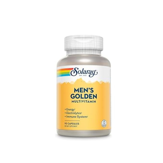 SOLARAY Men’s Golden Multivitamin | Electrolytes, Immunity, Prostate, Energy | Vitamins A, C, E, B1, B2, B6, B12, Vitamin D, Calcium | 90ct, 30 Serv.