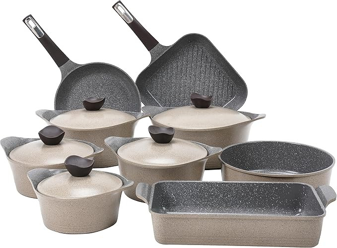 Neoflam Aeni Granite Cookware Set 14-Pieces, Beige 14 Pieces 117368